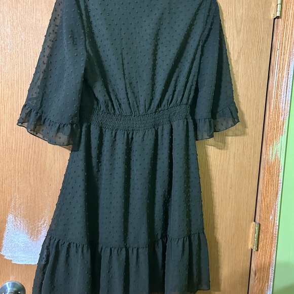 ePretty Dark Green Textured Long Sleeve Dress - Picture 2 of 5